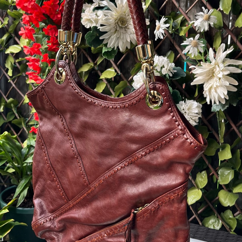 Via Spiga Rich Brown Leather Shoulder Bag